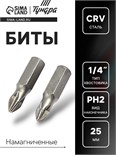 Биты ТУНДРА, намагниченные, сталь CrV, PH2 х 25 мм, 2 шт. 1414789