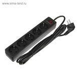 Сетевой фильтр Smartbuy One, 5 розеток, 3 м, 10 А, 2200 Вт, с з/к, черный 2475723
