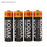 Батарейка алкалиновая Kodak XtraLife, AA, LR6-4S, 1.5В, спайка, 4 шт. 2478483