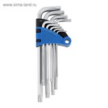 Набор ключей ТУНДРА, TORX Tamper, удлиненные, CrV, TT10 - TT50, 9 шт. 2354396