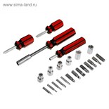 Отвертки с набором бит и головок ЛОМ, пластиковые рукоятки, 23 предмета 2276010