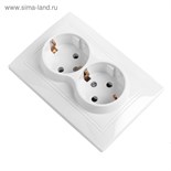Розетка Smartbuy "Венера", двухместная, керамика, 16 А , с заземлением, белая 3032341