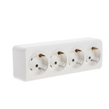 Розетка Smartbuy "Юпитер", 16 А, четырехместная, открытая, с з/к, белая 3032320