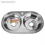 Мойка кухонная Accoona AB4479B, врезная, двойная, толщина 0.6 мм, 790х440х165 мм, глянец 3303717