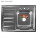 Мойка кухонная Accoona AC6080-R, накладная, правая, толщина 0.6 мм, 800х600х165 мм, декор 3303726