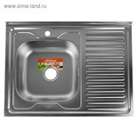 Мойка кухонная Accoona AC6080-L, накладная, левая, толщина 0.6 мм, 800х600х165 мм, декор 3303727