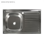 Мойка кухонная "Владикс", накладная, без сифона, 80х50 см, левая, нержавеющая сталь 0.4 мм 3890635