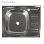 Мойка кухонная "Владикс", накладная, без сифона, 60х50 см, левая, нержавеющая сталь 0.4 мм 3890637