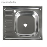 Мойка кухонная "Владикс", накладная, без сифона, 60х50 см, правая, нержавеющая сталь 0.4 мм 3890638