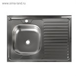 Мойка кухонная "Владикс", накладная, без сифона, 80х60 см, левая, нержавеющая сталь 0.4 мм 3890641