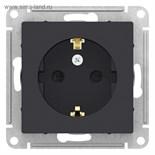 Розетка SE ATLASDESIGN, 16 А, 250 В, встраиваемая, с з/к, шторки, IP20, карбон, ATN001045 4089420