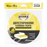Двусторонняя клейкая лента Aviora, на вспененной основе, белая, 19 мм, 10 м 4350228