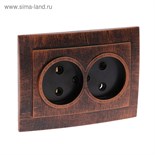 Розетка "Элект" RS 16-237-ЧМ, 16 А, 250 В, двухместная, скрытая, без з/к, черная под медь 4364466