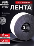 Магнитная лента ТУНДРА, с клеевым слоем, 25 х 1.5 мм, длина 3 м 4334648
