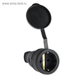 Розетка переносная 16-005, 16 А, 250 В, IP44, с з/к, с заглушкой, каучук, черная 4652070