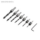 Набор сверл с зенкером ТУНДРА, 3-4-5-6-7-8-10 мм, 7 шт. 4506447
