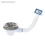Выпуск Aquant, 3 1/2" х 40 мм, с металлической решеткой d=115 мм, с прямоугольным переливом 4863401