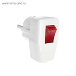 Вилка угловая, 16А, с з/к, с выключателем, белая, розничная упаковка 5018808
