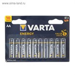 Батарейка алкалиновая Varta Energy, AA, LR6-10BL, 1.5В, блистер, 10 шт. 5217302