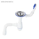 Сифон для мойки Unicorn B425P, 3 1/2"х40 мм, прямоуг.перелив, пласт.ручка, с гофрой 40/50 мм 5223732