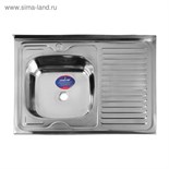 Мойка кухонная MIXLINE 527970, накладная, толщина 0.4 мм, 80х60х16 см, левая, выпуск 1 1/2" 5381580