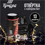 Набор инструментов ТУНДРА, подарочный пластиковый кейс "Банка", 13 предметов 5308280