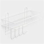 Полка для ванной прямая, 4 крючка, 33×12,5×21 см, цвет белый 6827786