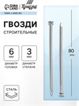 Гвозди ТУНДРА krep, строительные, без покрытия, 3х80 мм, 1 кг 6942919