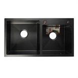 Мойка кухонная AFLORN AF97843B-D, врезная, двойная, S=3,0 и 0,8мм, 78х43х22см, сифон, графит 6957239