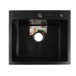 Мойка кухонная AFLORN AF95044F, врезная, S=3,0 и 0,8 мм, 50х44х22 см, сифон, графит 6957241
