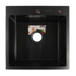 Мойка кухонная AFLORN AF95050F, врезная, S=3,0 и 0,8 мм, 50х50х20 см, сифон, графит 6957247