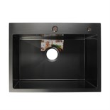 Мойка кухонная AFLORN AF96045F, врезная, S=3,0 и 0,8 мм, 60х45х20 см, сифон, графит 6957249