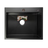 Мойка кухонная AFLORN AF96050F, врезная, S=3,0 и 0,8 мм, 60х50х20 см, сифон, графит 6957251