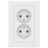 Розетка двойная SE ATLASDESIGN, 16 А, 250 В, встраиваемая, без з/к, IP20, белая, ATN000120 7085403