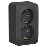 Розетка двойная SE Blanca, 16 А, 250 В, накладная, с з/к, IP20, антрацит, BLNRA010216 7612683