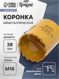 Коронка биметаллическая ТУНДРА, 38 мм, M16 с дополнительной фиксацией 7351931