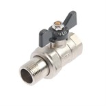 Кран шаровой AQUALINK, PN 50, внутренняя/наружная резьба 1/2", сгон, прямой, бабочка, никел. 9281864