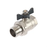 Кран шаровой AQUALINK, PN 50, внутренняя/наружная резьба 1", сгон, прямой, бабочка, никелир 9281866