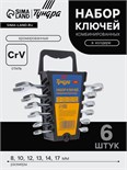 Набор ключей комбинированных в холдере ТУНДРА ВДОМ, CrV, хромированные, 8 - 17 мм, 6 шт. 7509456