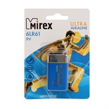Батарейка алкалиновая Mirex, 6LR61-1BL, 9В, крона, блистер, 1 шт. 9377653