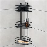 Полка для ванной угловая 3-х ярусная, 20×20×66 см, цвет чёрный 10059132