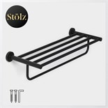 Полка для ванной Штольц Stölz Loft basic, с держателем для полотенец, цвет чёрный 9327079