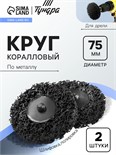Круг коралловый по металлу ТУНДРА, для шлифовки и полировки, для дрели, М8, 75 мм, 2 шт. 9718199