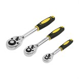 Набор воротков с трещоткой ТУНДРА, CrV, 1/2-3/8-1/4", 2К рукоятка, 24 зуба, 150-250 мм 9863768