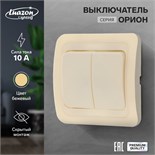 Выключатель Luazon Lighting "Орион", 10 А, 2 клавиши, скрытый, бежевый 9919817