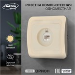 Розетка компьютерная одноместная Luazon Lighting "Орион", скрытая, бежевая 9919858