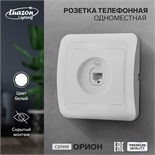 Розетка телефонная одноместная Luazon Lighting "Орион", скрытая, белая 9919861