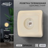 Розетка телефонная одноместная Luazon Lighting "Орион", скрытая, бежевая 9919862