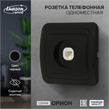 Розетка телефонная одноместная Luazon Lighting "Орион", скрытая, черная 9919864