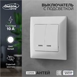 Выключатель Luazon Lighting "Антей", 10 А, 2 клавиши, скрытый, с подсветкой, белый 9925749
